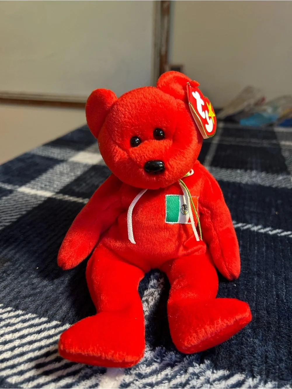 Ty Red Plush Bear ‘Osito’ with Mexico Flag Accent
